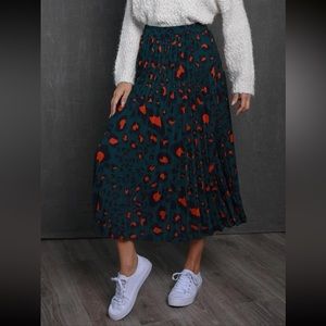 Orange & green leopard print skirt
